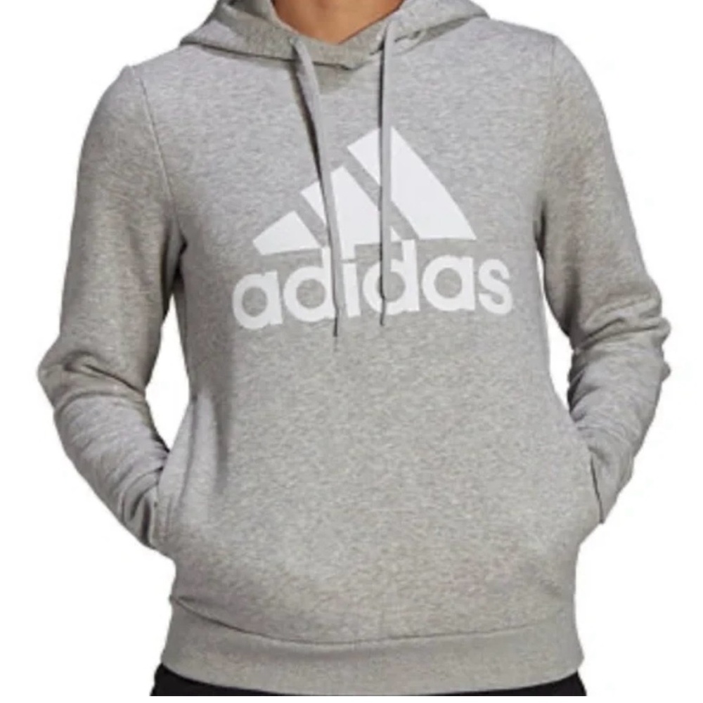 Adidas Gray Logo Hoodie Sz L Women’s